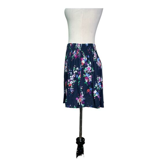 Express blue floral pull on pleated mini skirt size XS - Picture 4 of 11